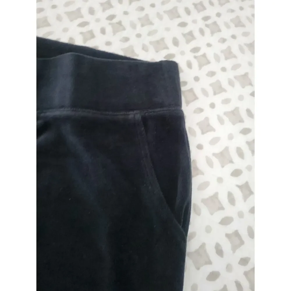 Denim & Co Size Petite 1X Black Active Velour Straight Leg Pants A712026 NWOT